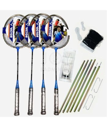 VICTOR 4-player Portable Outdoor Leisure Badminton Combo Set à prix réduit toute l'année