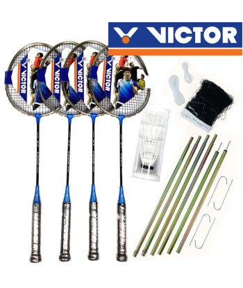 VICTOR 4-player Portable Outdoor Leisure Badminton Combo Set à prix réduit toute l'année