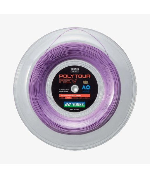 Yonex Polytour Rev 130 / 16 200m Tennis String Reel (Purple) la chaussure