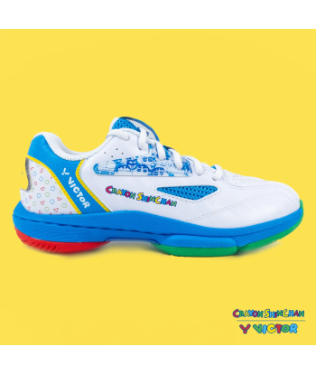 Victor x Crayon Shin Chan Junior Badminton Shoes A39JRCS AF (White /Blue) destockage