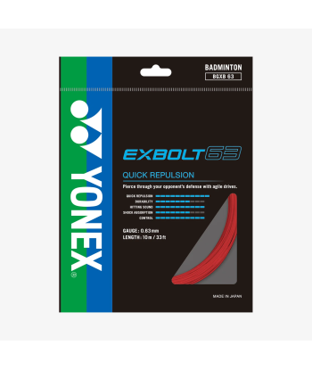 Yonex Exbolt 63 200m Badminton String (Ruby Red) pas cheres